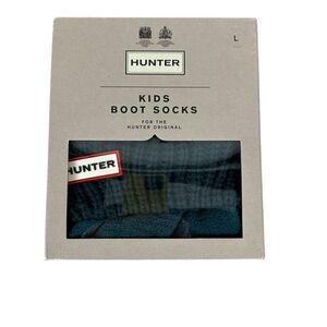 Hunter Kids Half Cardigan Boot Socks size Large Ocean